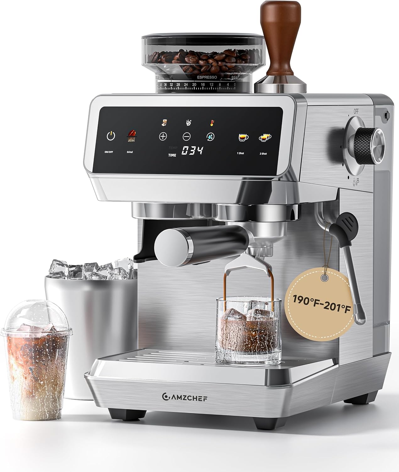 Espresso Machine with Grinder AMZCHEF Review with 44 Settings – Invicts ...
